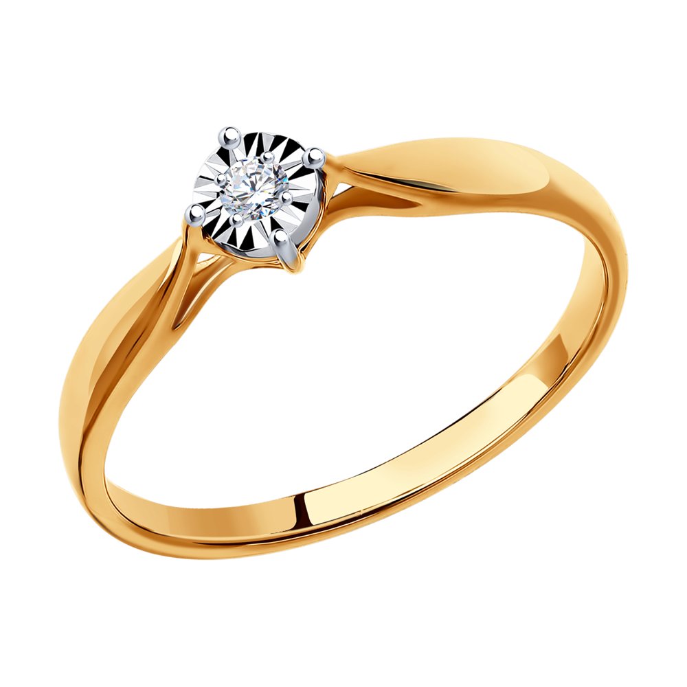 Inel de Logodna din Aur Combinat cu Diamant, articol 1011492, previzualizare foto 1