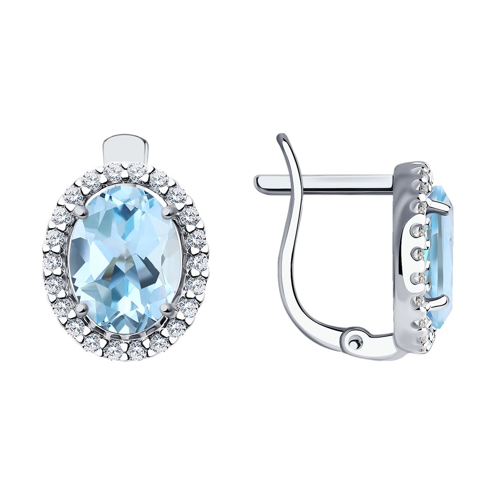 Cercei din Aur Alb 14K cu Topaz si Zirconiu, articol 725268-3, previzualizare foto 1