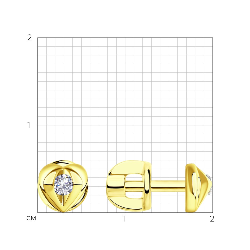 Cercei din Aur Galben 14K cu Diamante, articol 1021519-2, previzualizare foto 2