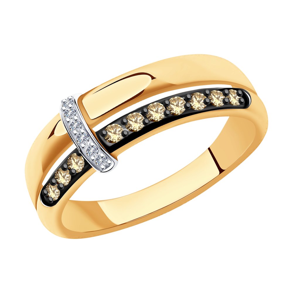 Inel din Aur Roz 14K cu Diamante, articol 1012012, previzualizare foto 1