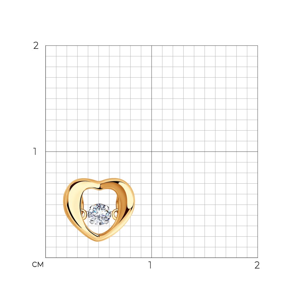 Pandantiv “Inima” din Aur Roz 14K cu Diamant, articol 1030736, previzualizare foto 3