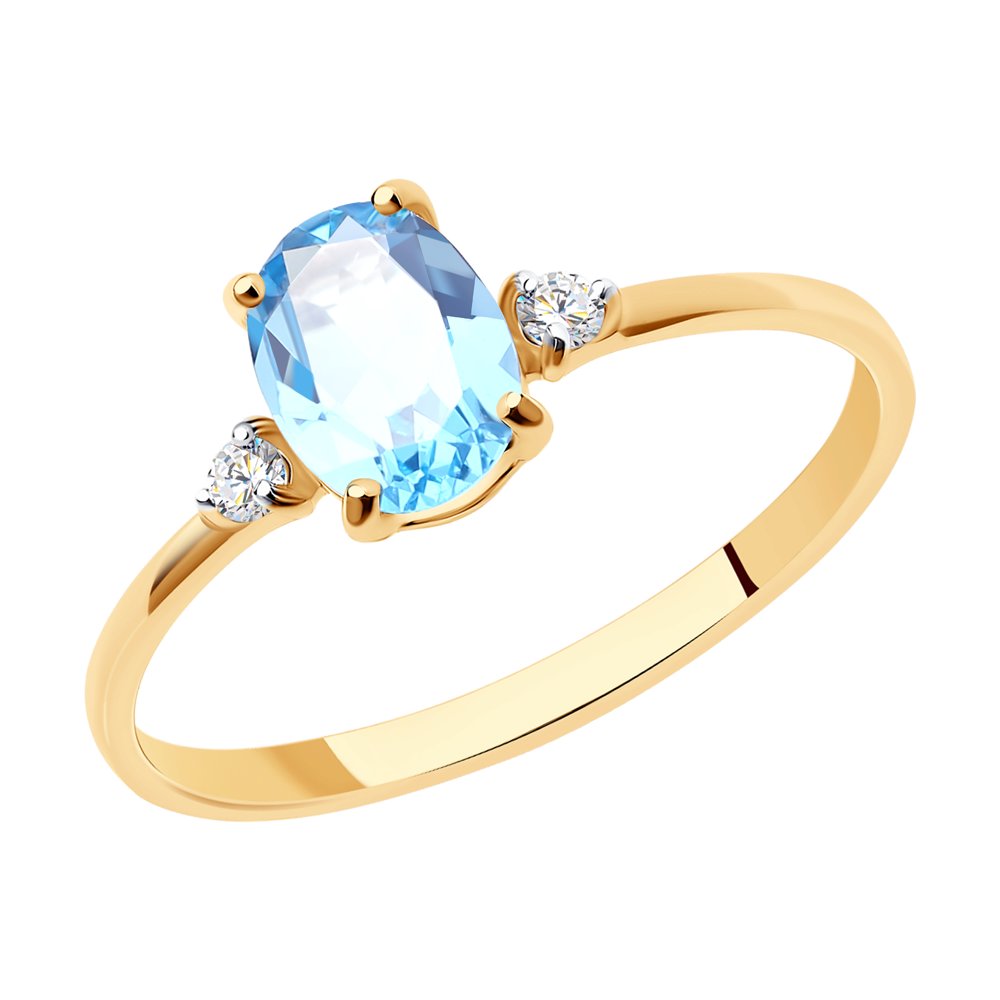Inel din Aur Roz 14K cu Topaz si Zirconiu, articol 716189, previzualizare foto 1
