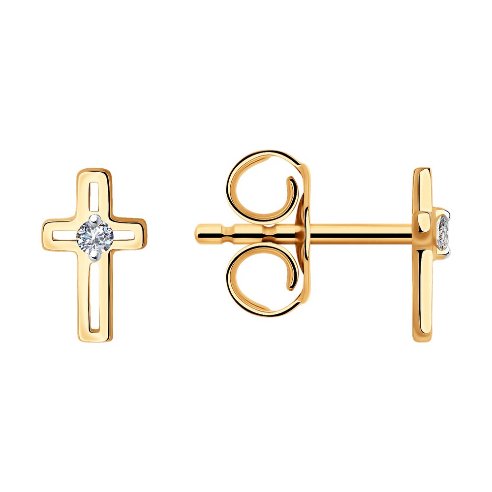 Cercei din Aur Roz 14K cu Diamante Swarovski, articol 1021606-5, previzualizare foto 1