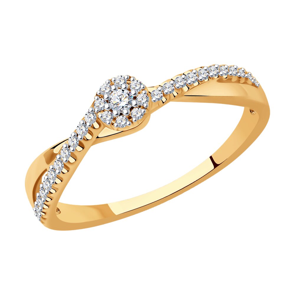 Inel din Aur Roz 14K cu Diamante, articol 1012279, previzualizare foto 1