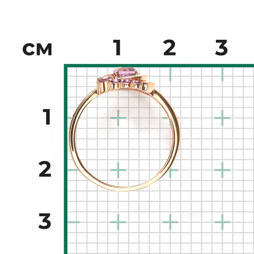 Inel Aur Roz 14K cu Ametist, articol 01-5841-00-203-1110 №24 17, previzualizare foto 2