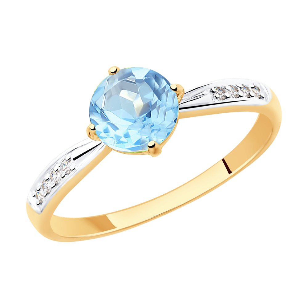 Inel de logodna din Aur Roz 14K cu Topaz si Zirconiu, articol 715466, previzualizare foto 1
