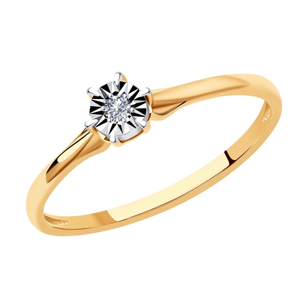 Inel de logodna din Aur Roz 14K cu Diamant, articol 1011395, previzualizare foto 1