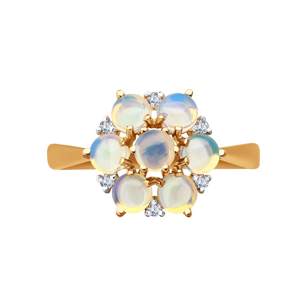 Inel din Aur Roz 14K cu Diamante si Opal, articol 6014194, previzualizare foto 2