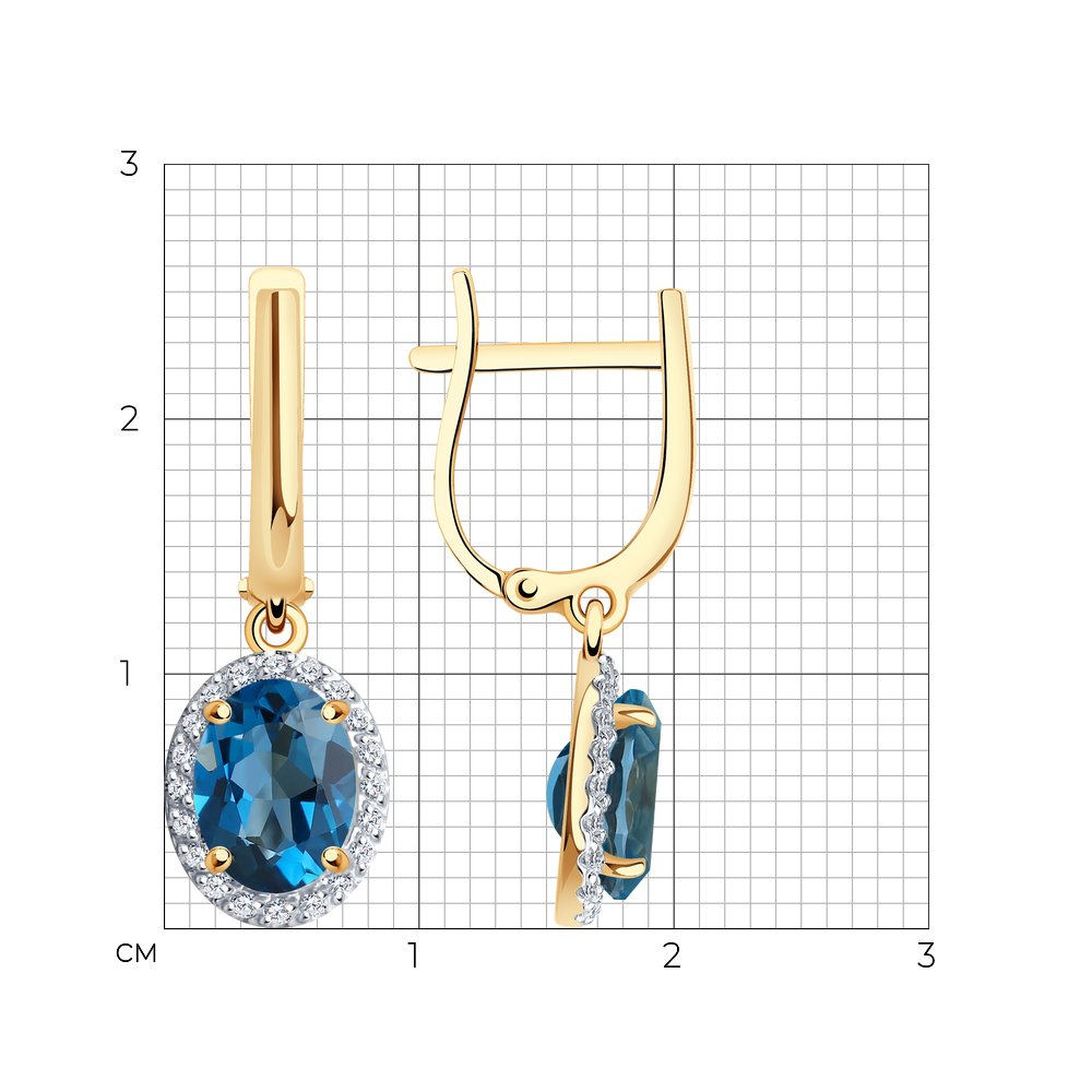 Cercei din Aur Roz 14K cu Topaz si Zirconiu, articol 727962, previzualizare foto 2