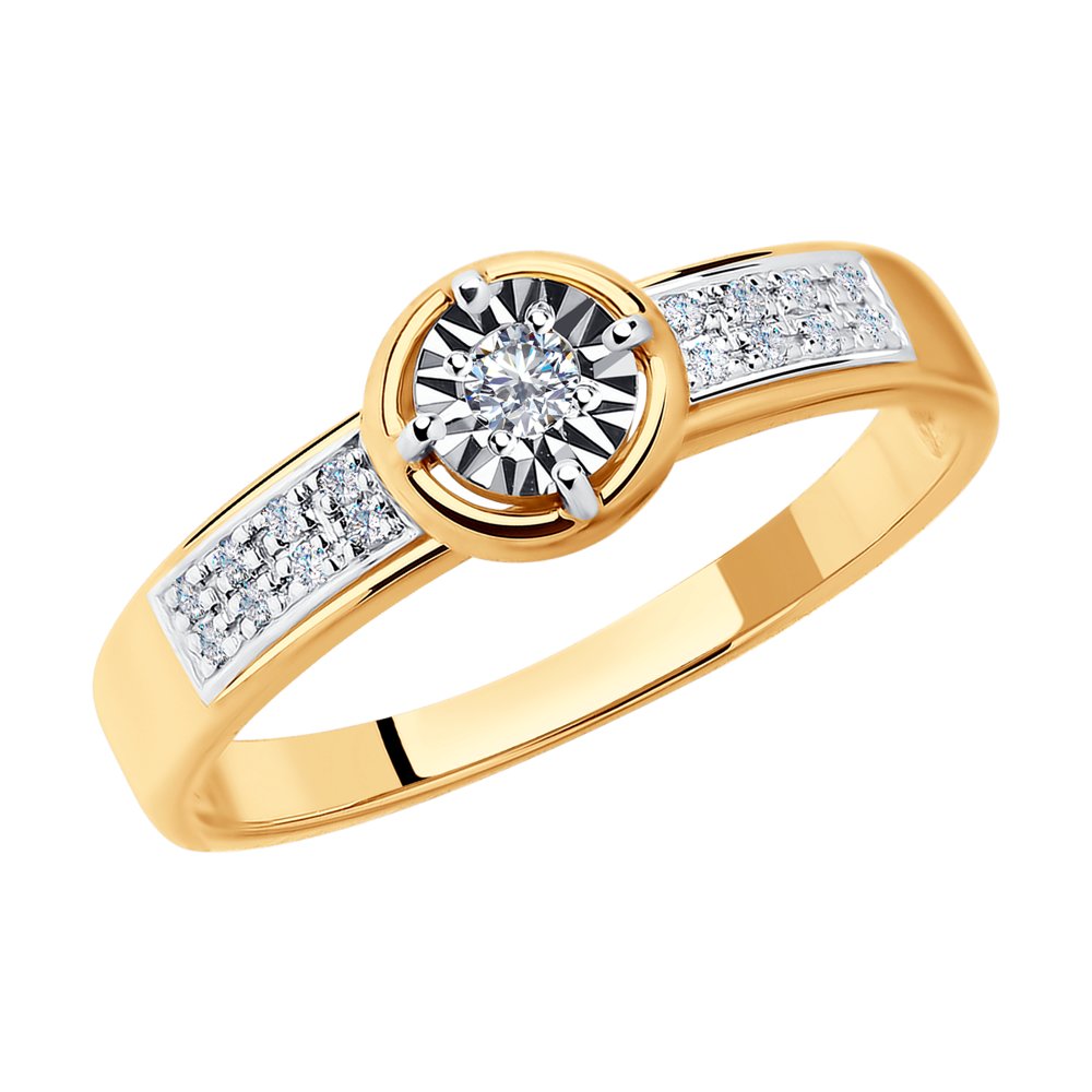 Inel din Aur Roz 14K cu Diamante, articol 1011754, previzualizare foto 1