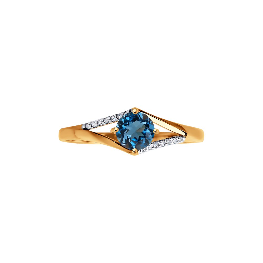 Inel din Aur Roz 14k cu Topaz si Zirconiu, articol 714119, previzualizare foto 2