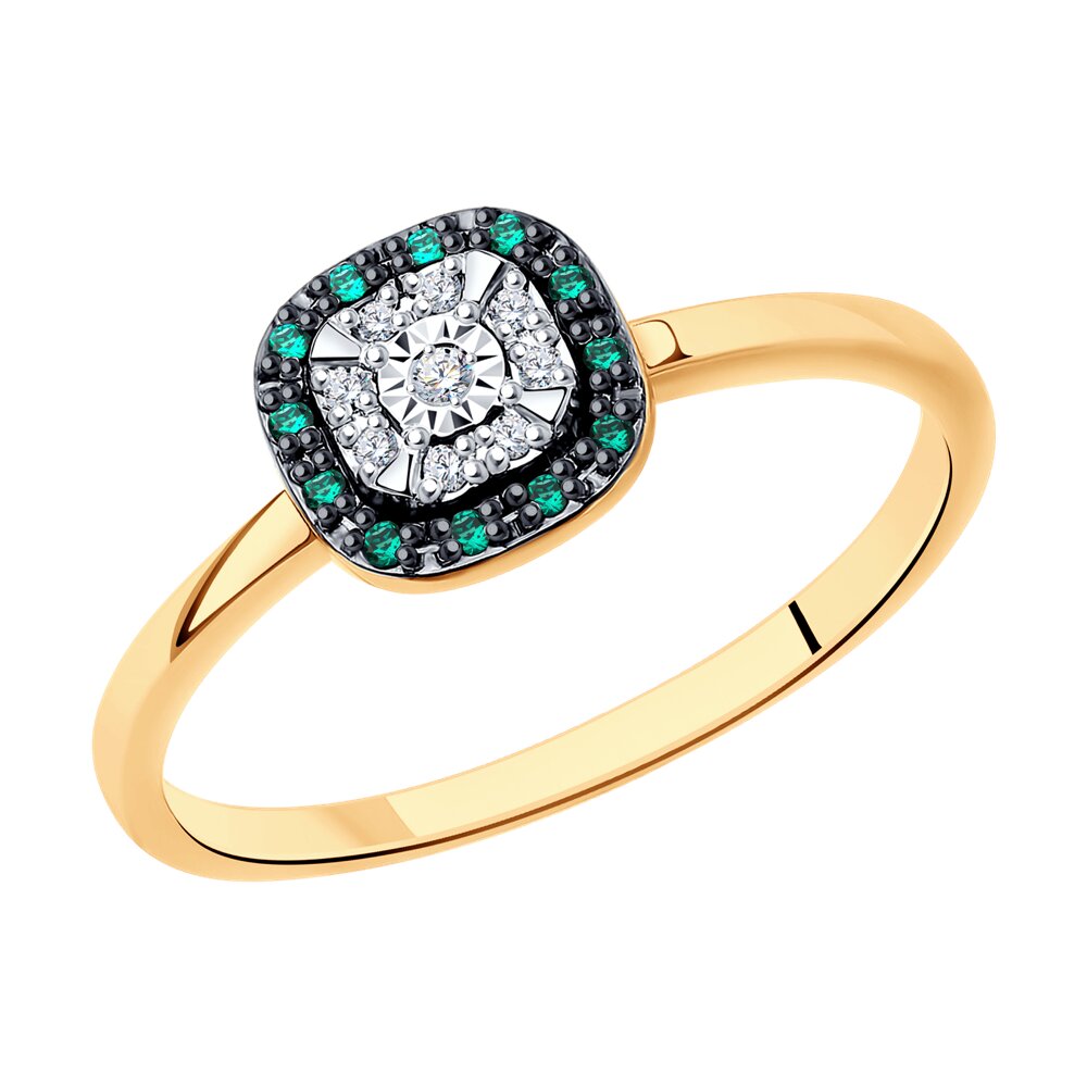 Inel din Aur Roz 14K cu Smarald si Diamante , articol 3010624, previzualizare foto 1