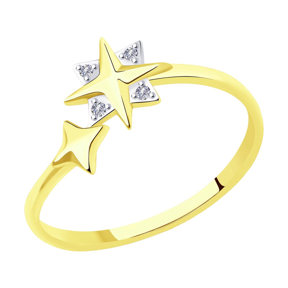 Inel din Aur Galben 14K cu Diamante Swarovski, articol 1012021-5, foto 1
