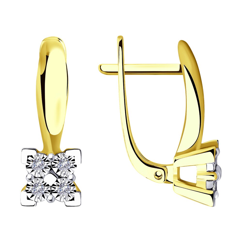 Cercei din Aur Galben 14K cu Diamante, articol 1021416-2, previzualizare foto 1