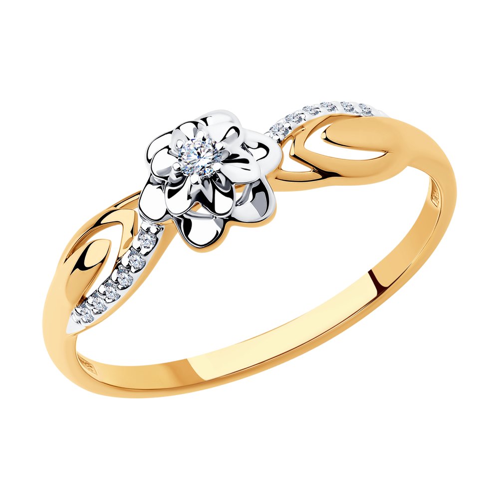 Inel din Aur Roz 14K cu Diamante, articol 1011402, foto 1