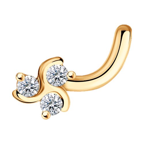 Piercing in nas din Aur Roz 14k cu Zirconiu, articol 060050, previzualizare foto 2