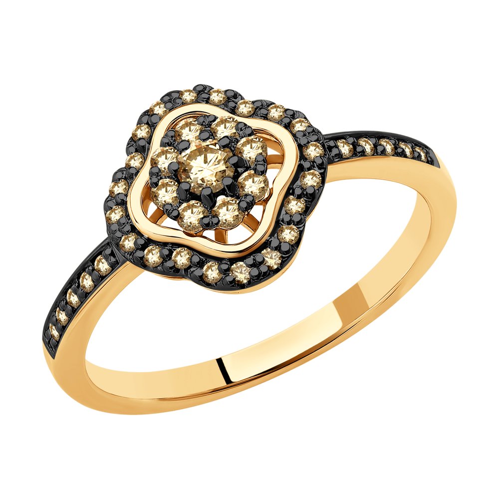 Inel din Aur Roz 14K cu Diamante Coniac, articol 1012123, previzualizare foto 1