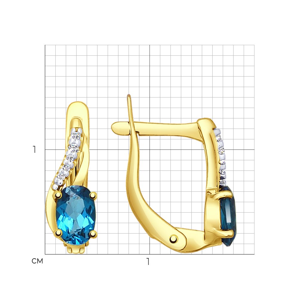 Cercei din Aur Galben 14K cu Topaz si Zirconiu, articol 724219-2, previzualizare foto 2