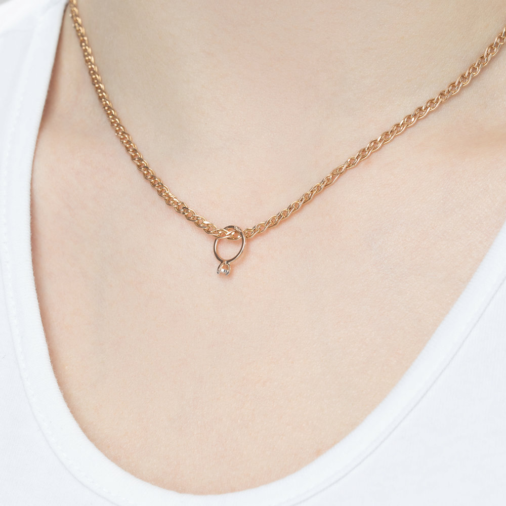 Pandantiv din Aur Roz 14K cu Diamant , articol 1030634, previzualizare foto 4