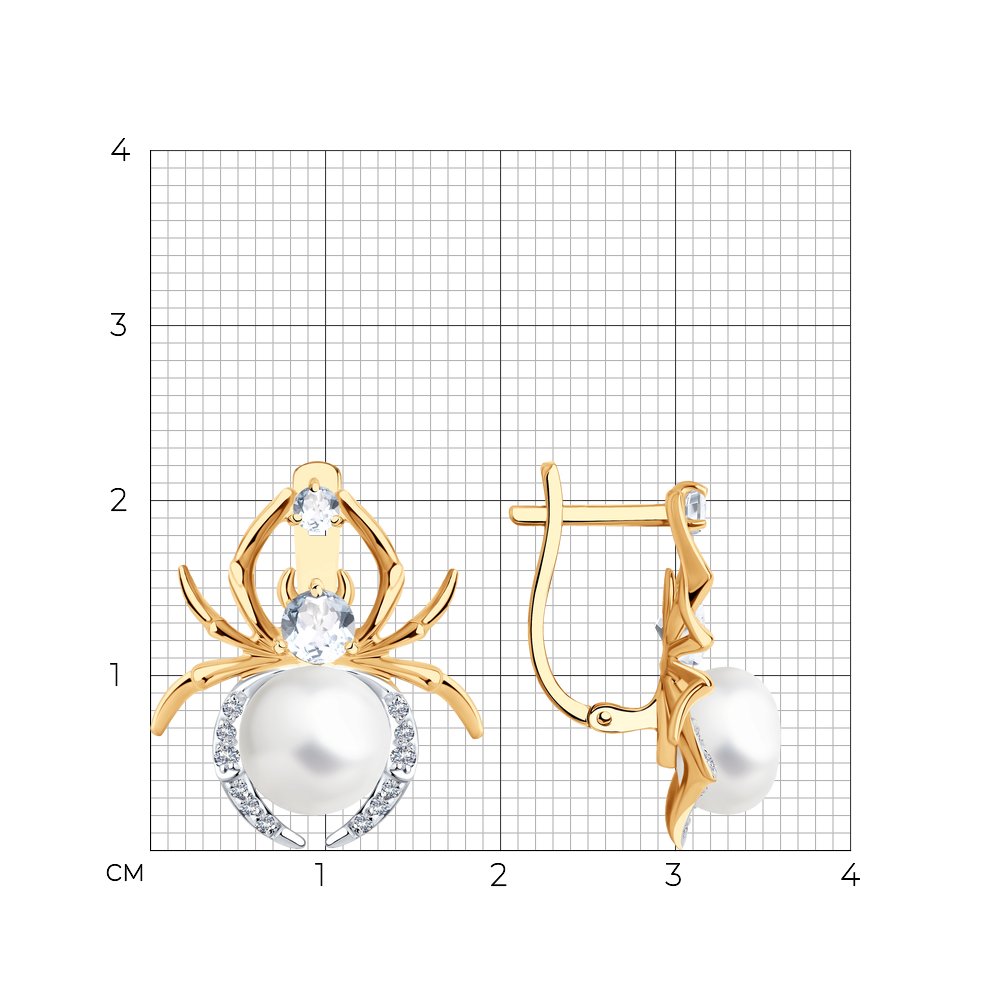 Cercei din Aur Roz 14K cu Perla si Zirconiu , articol 792272, previzualizare foto 4