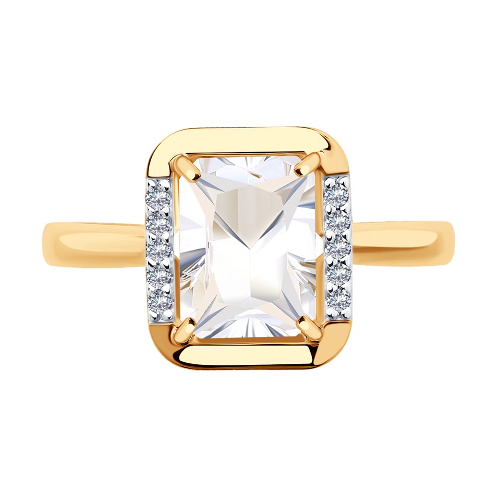 Inel din Aur Roz 14K cu Cristal de munte si Zirconiu, articol 715875, previzualizare foto 2