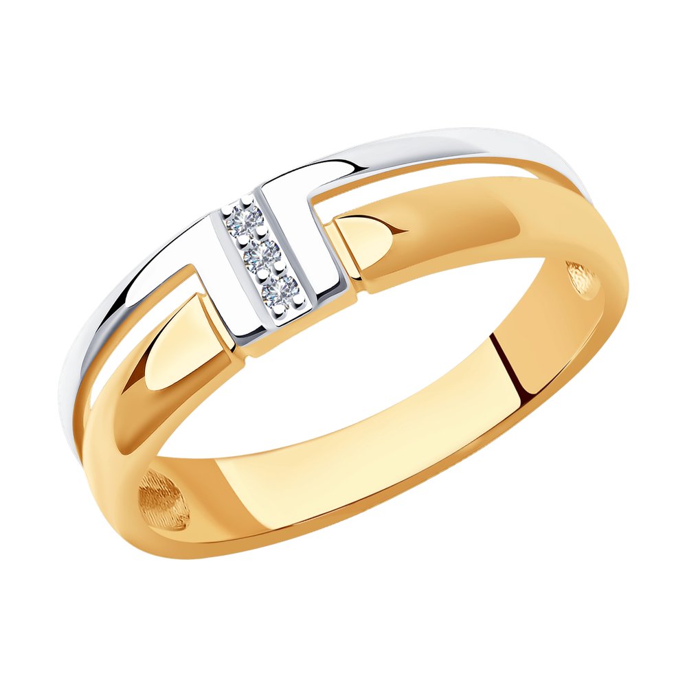 Inel din Aur Roz 14K cu Diamante, articol 1012004, previzualizare foto 1