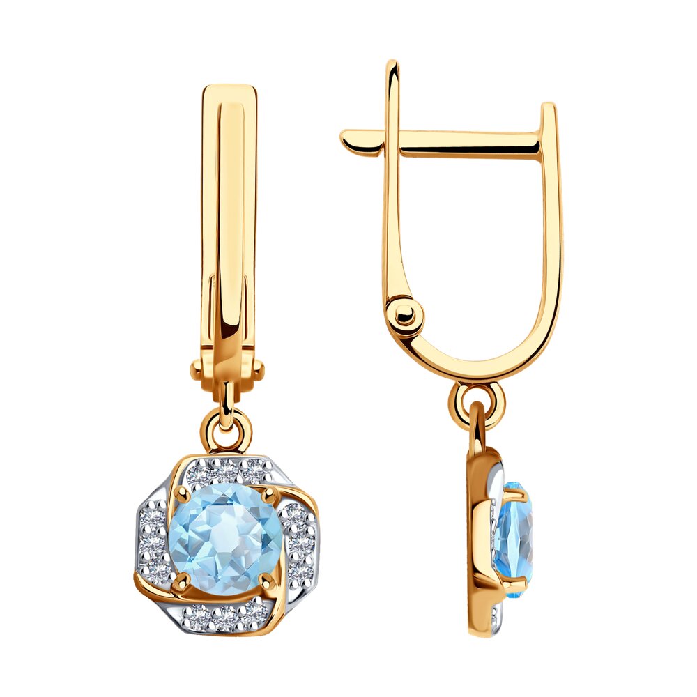 Cercei din Aur Roz 14K cu Topaz si Zirconiu, articol 728188, previzualizare foto 1
