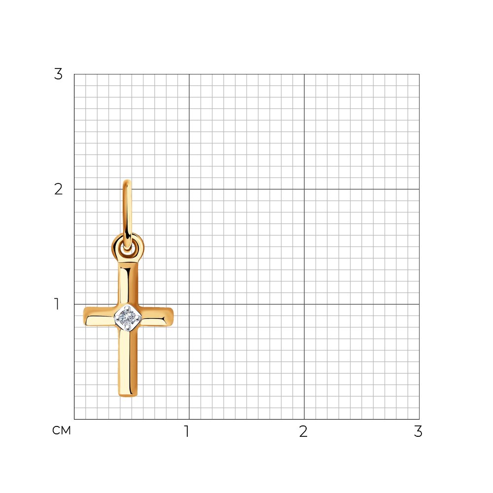 Pandantiv Cruce din Aur Roz 14K cu Diamant, articol 1030766, previzualizare foto 2