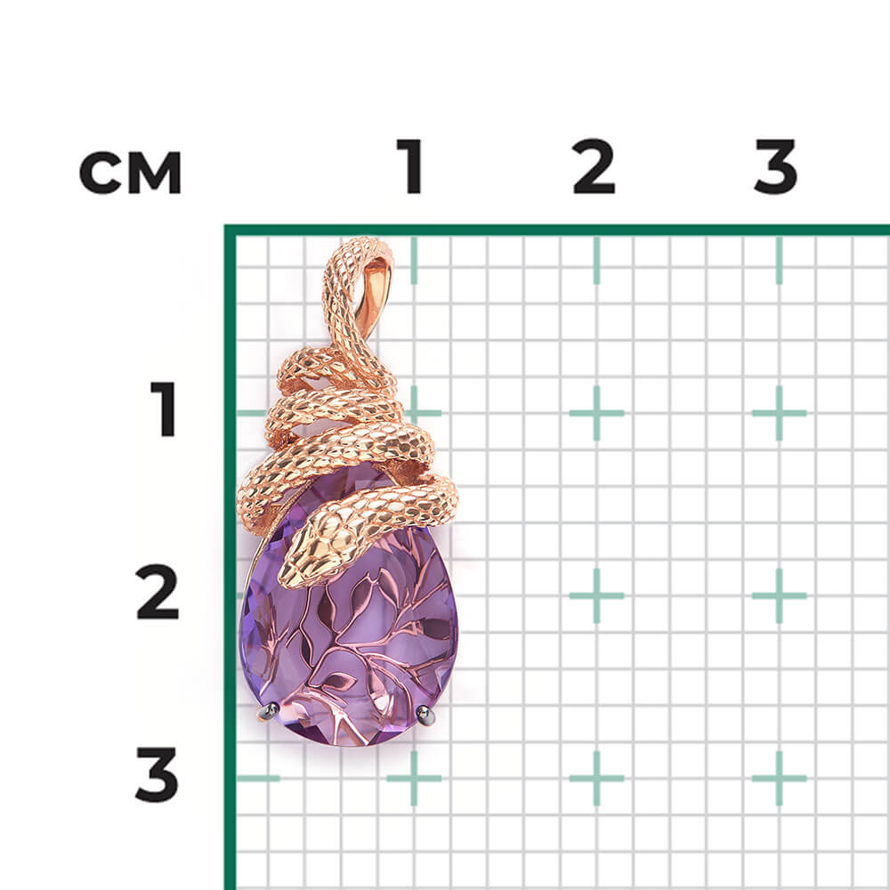 Pandantiv Aur Roz 14K cu Ametist, articol 03-3492-00-203-1110 №24 4, previzualizare foto 3