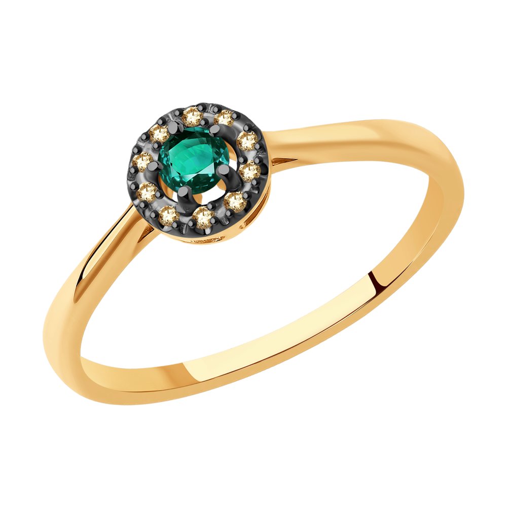 Inel din Aur Roz 14K cu Smarald si Diamante , articol 3010582, previzualizare foto 1