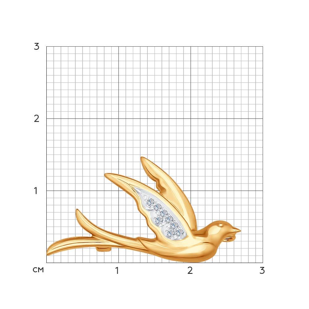 Brosa din Aur Roz 14K cu Diamante, articol 1040019, previzualizare foto 2