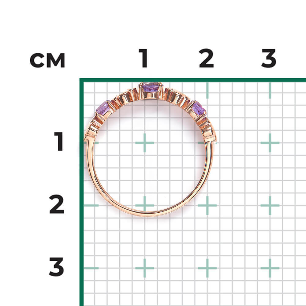 Inel Aur Roz 14K cu Ametist, articol 01-5835-00-203-1110 №24 24, previzualizare foto 2