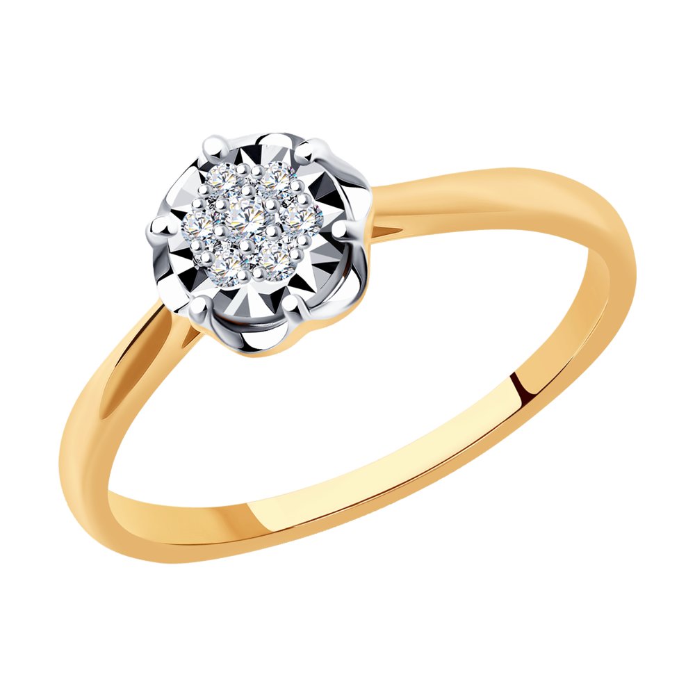 Inel din Aur Roz 14K cu Diamante, articol 1012158, previzualizare foto 1