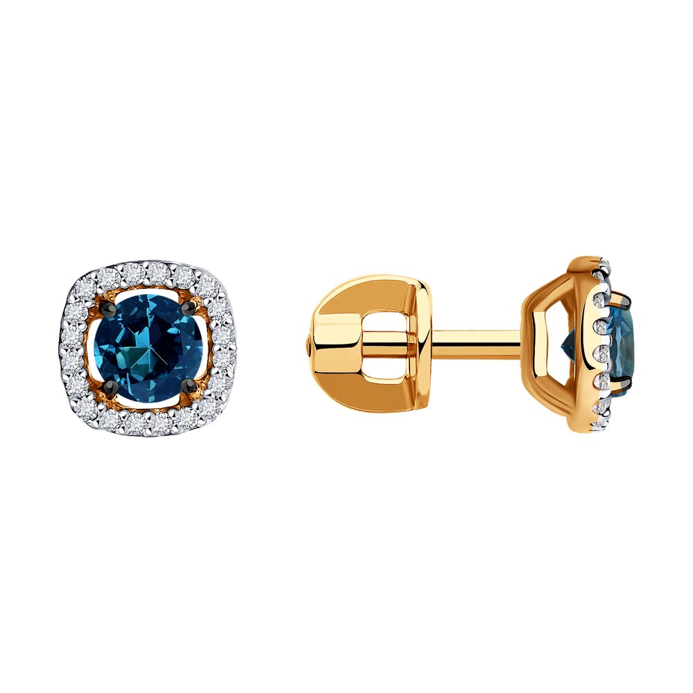 Cercei din Aur Roz 14K cu Topaz si Zirconiu, articol 724122, previzualizare foto 1