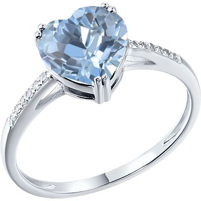 Inel din Aur Alb 14K cu Diamante si Topaz "Inima", articol 71-90004-7, previzualizare foto 1