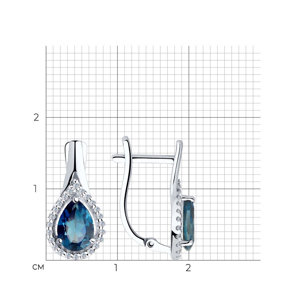 Cercei din Aur Alb 14K cu Topaz si Zirconiu, articol 725914-3, previzualizare foto 2