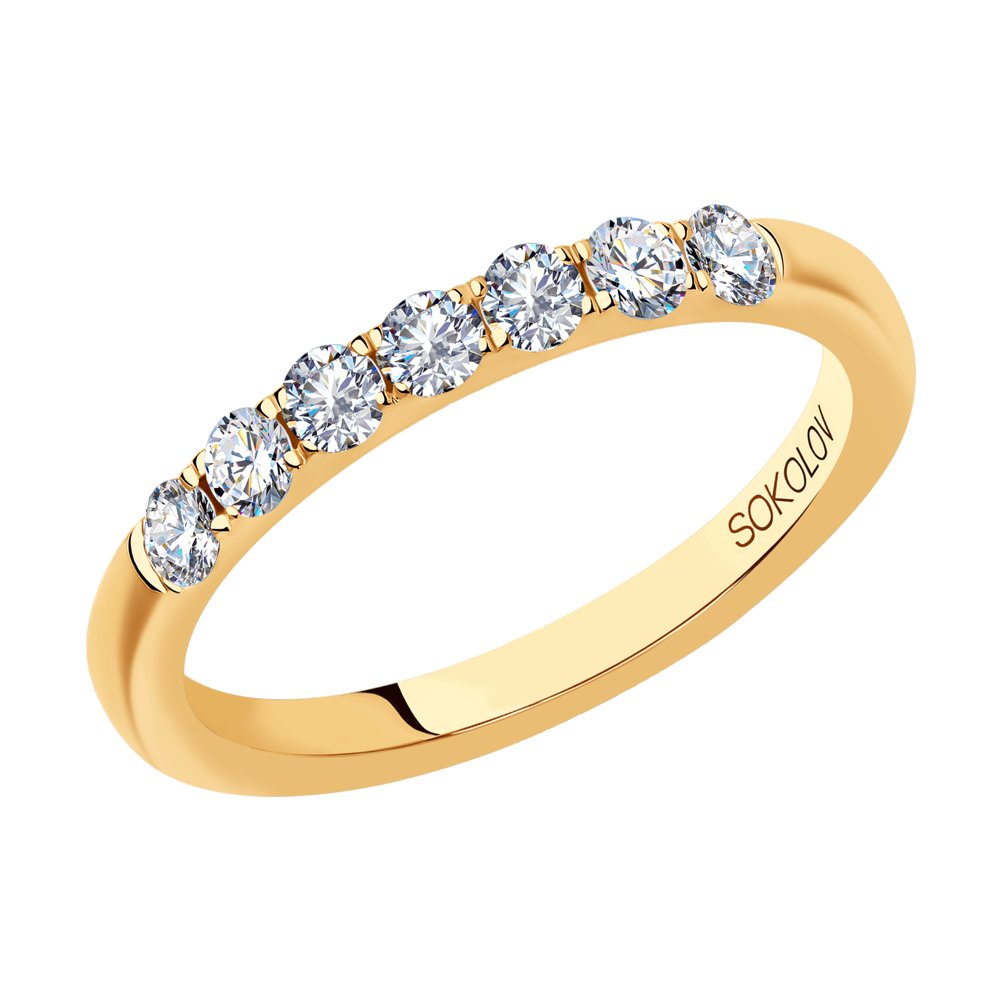Inel din Aur Roz 14K cu Diamante, articol 1111260-01, foto 1