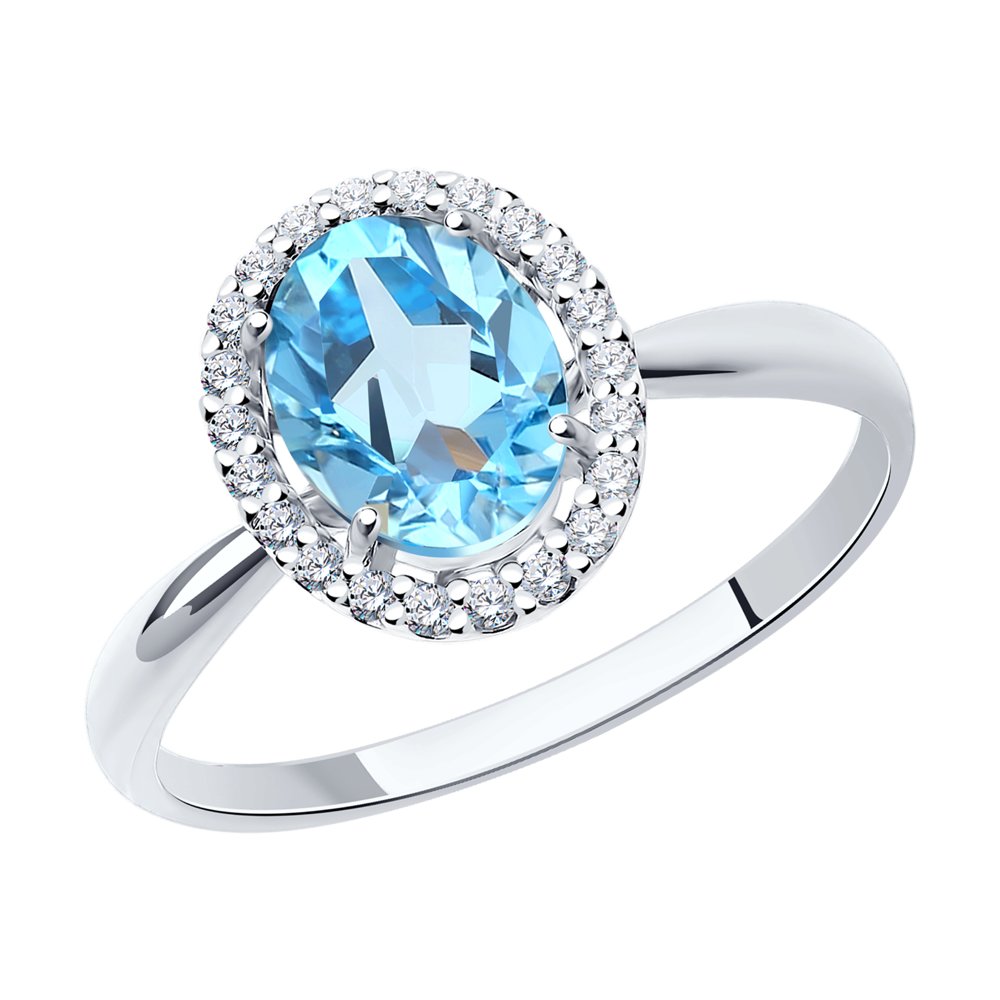 Inel din Aur Alb 14K Topaz si Zirconiu, articol 714962-3, previzualizare foto 1