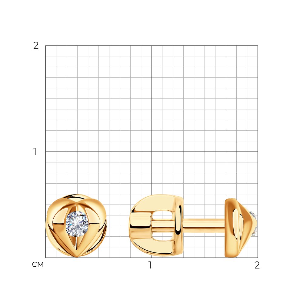 Cercei din Aur Roz 14K cu Diamante , articol 1021519, previzualizare foto 3