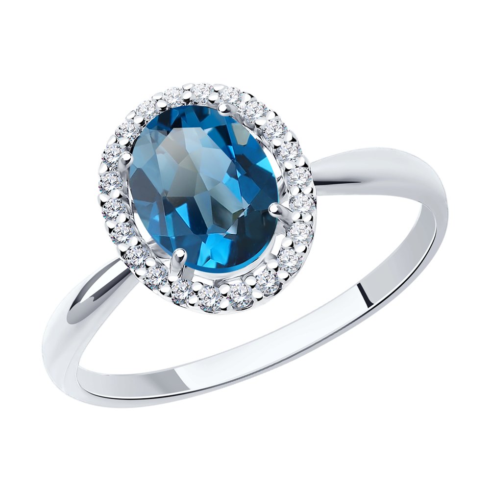 Inel din Aur Alb 14K cu Topaz si Zirconiu, articol 714963-3, previzualizare foto 1