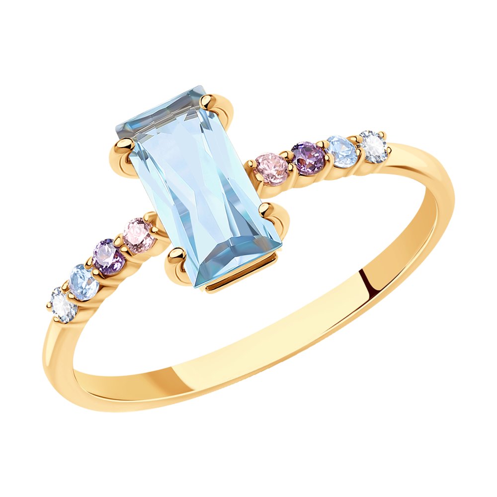 Inel din Aur Roz 14K cu Topaz si Zirconiu, articol 716076, previzualizare foto 1