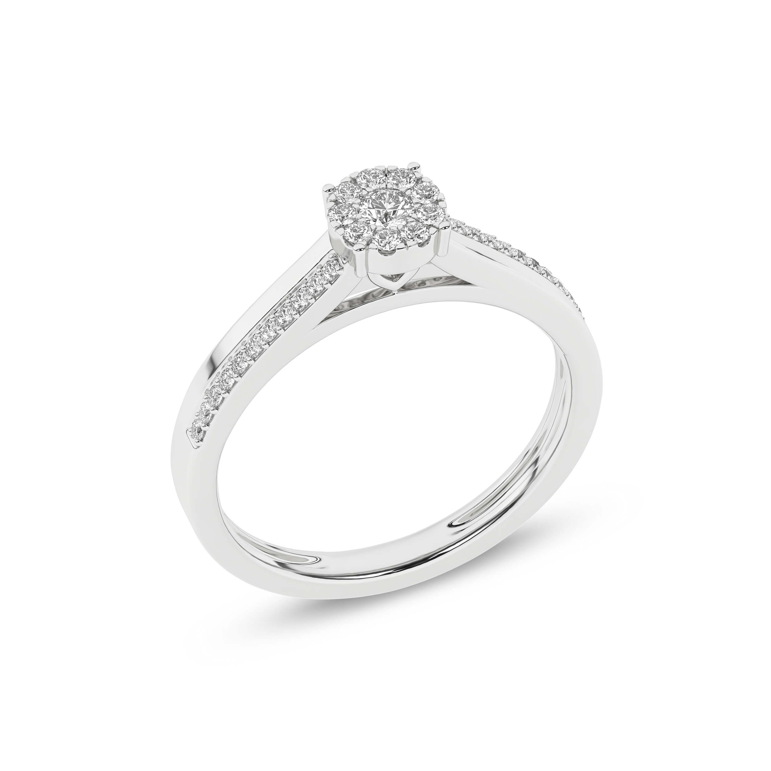 Inel de logodna din Aur Alb 14K cu Diamante 0.15Ct, articol RB6344, previzualizare foto 4