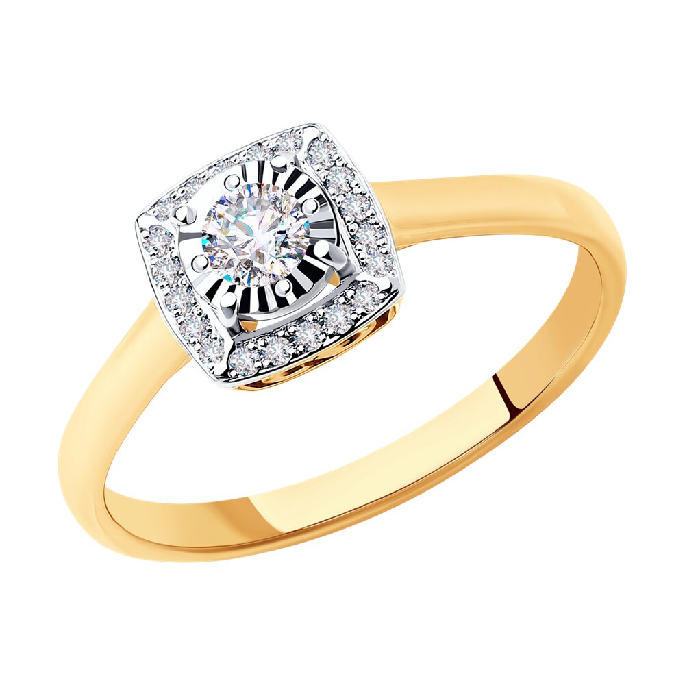 Inel din Aur Roz 14K cu Diamante, articol 1011111, previzualizare foto 1