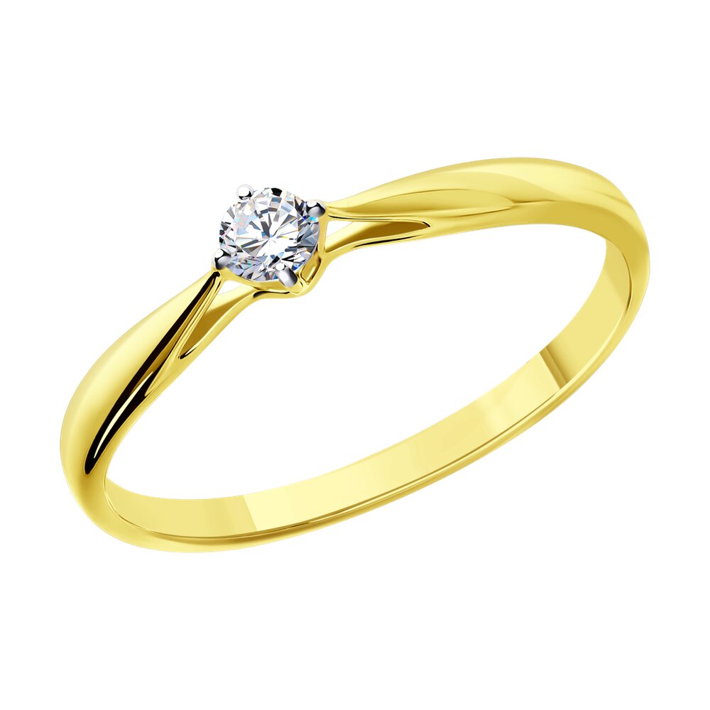 Inel din Aur Galben 14K cu Diamant, articol 1011495-2, previzualizare foto 1