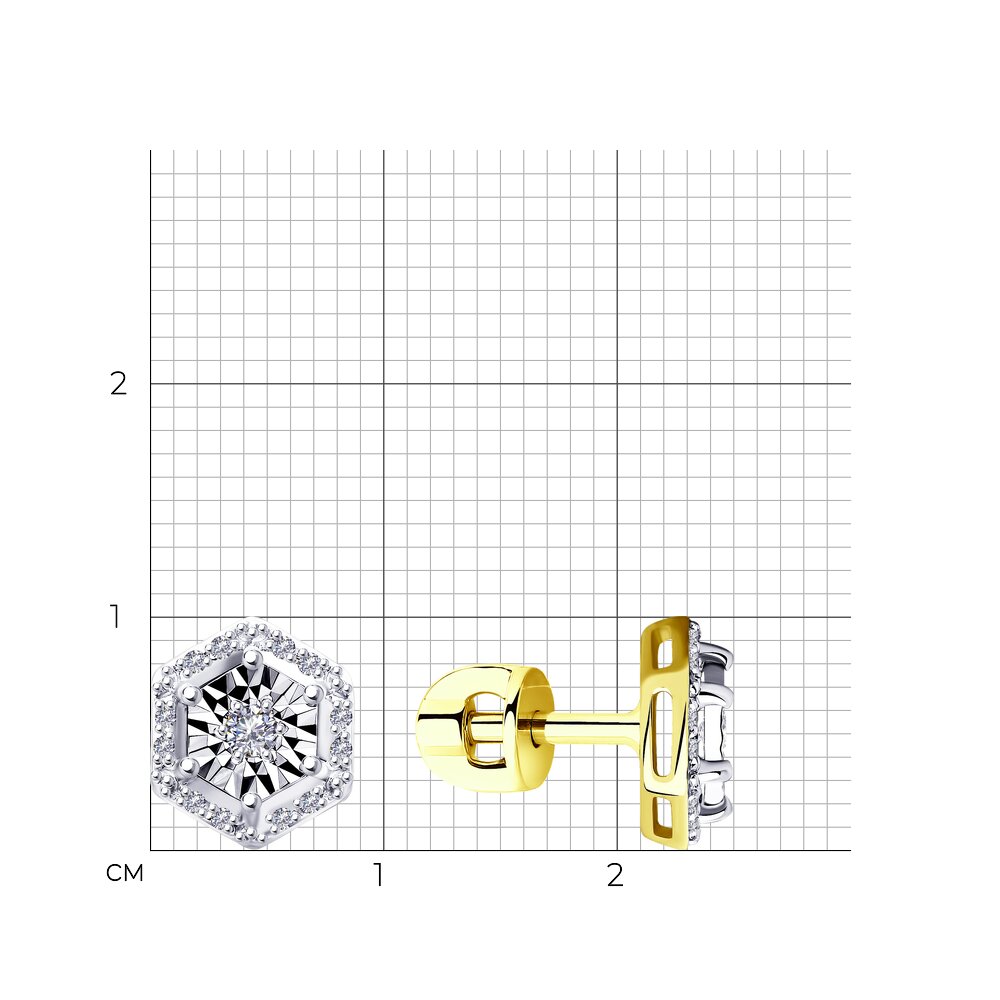 Cercei din Aur Galben 14K cu Diamante, articol 1021415-2, previzualizare foto 2