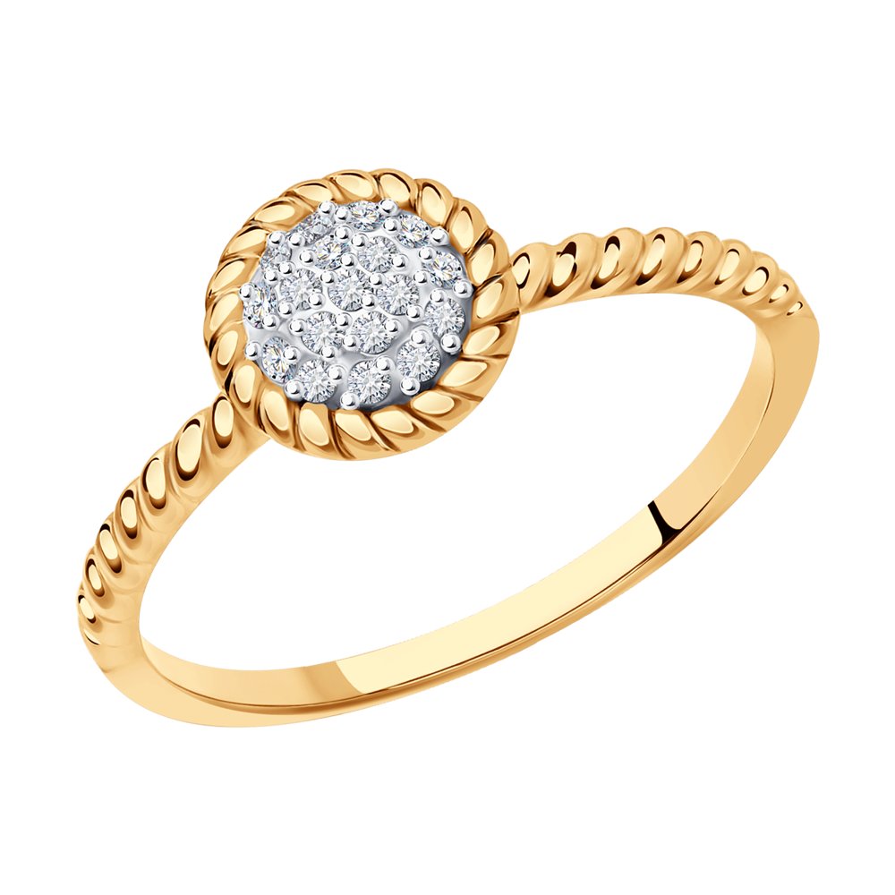 Inel din Aur Roz 14K cu Diamante, articol 1012227, previzualizare foto 1