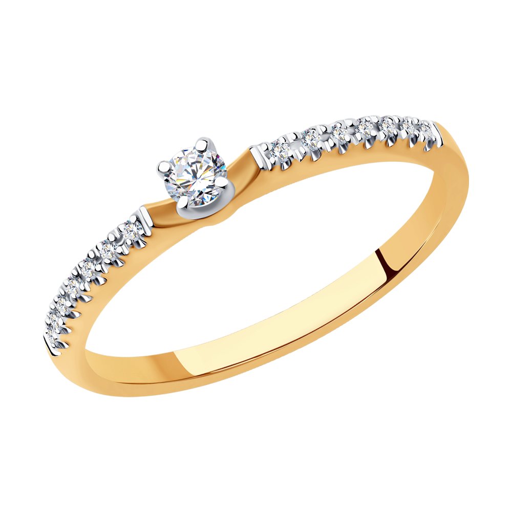 Inel din Aur Roz 14K cu Diamante, articol 1012163, previzualizare foto 1