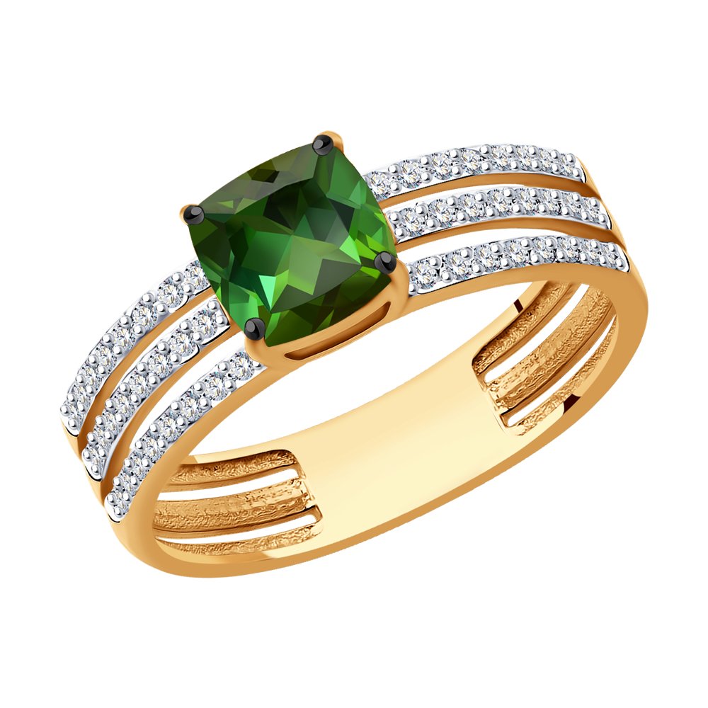 Inel din Aur Roz 14K cu Diamante si Turmalina, articol 6014214, previzualizare foto 1