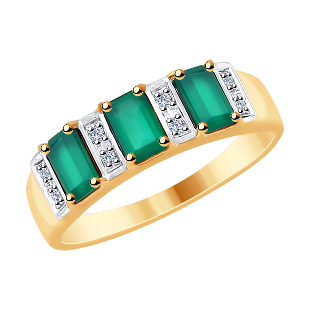 Inel din Aur Roz 14K cu Diamante si Agat, articol 6013053, previzualizare foto 1