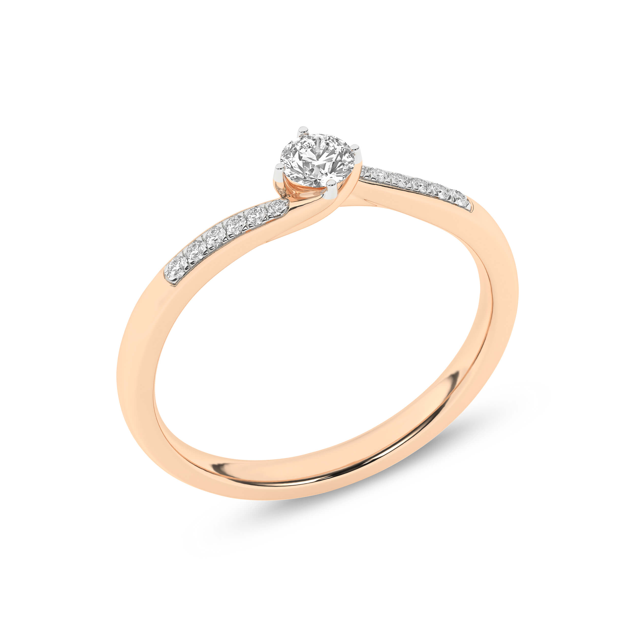 Inel de logodna din Aur Roz 14K cu Diamante 0.18Ct, articol RB16847EG, previzualizare foto 4
